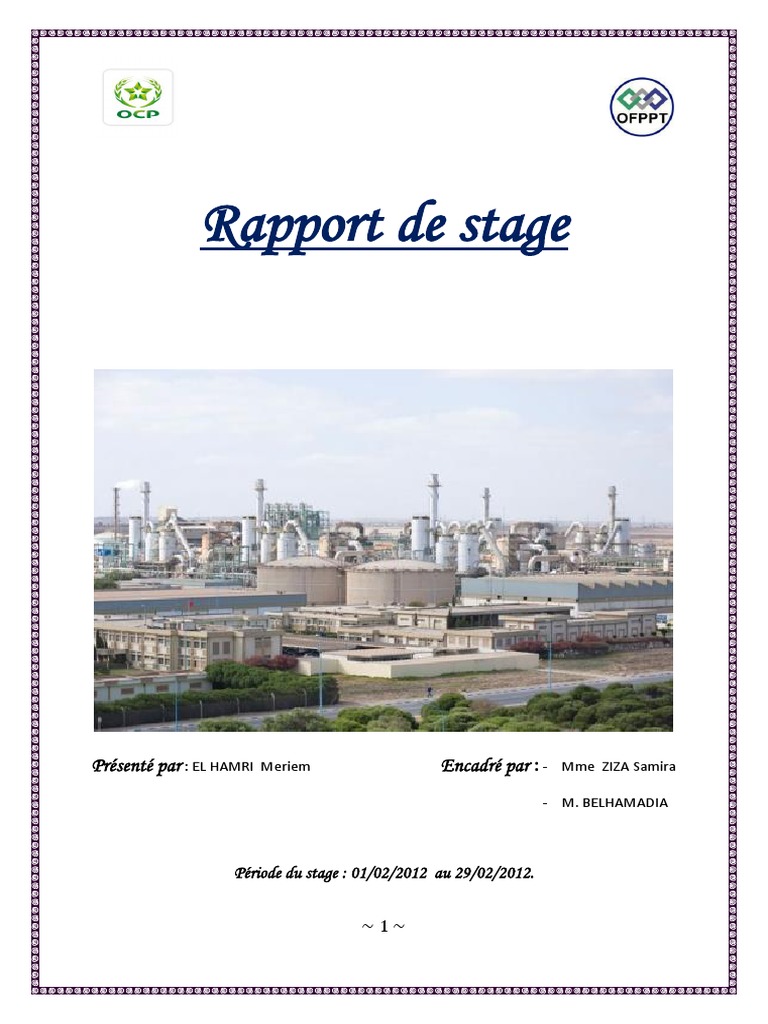 Rapport de stage OCP Safi | Informatique | Application