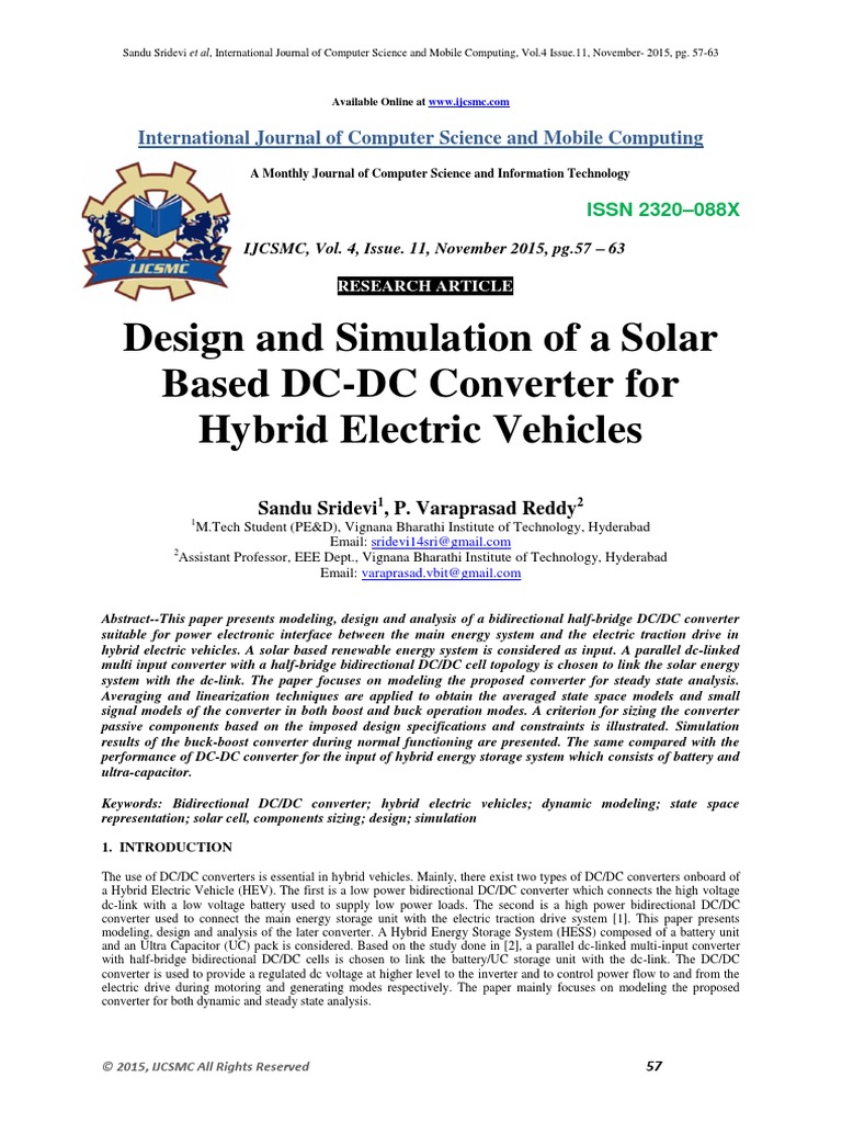 Design and Simulation of A Solar Based DC-DC Converter For Hybrid ...