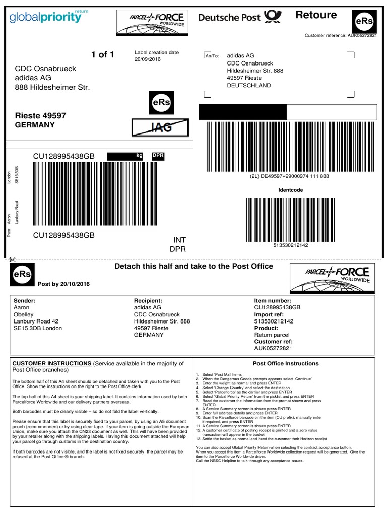 Return Label PDF United States Postal Service Postal System