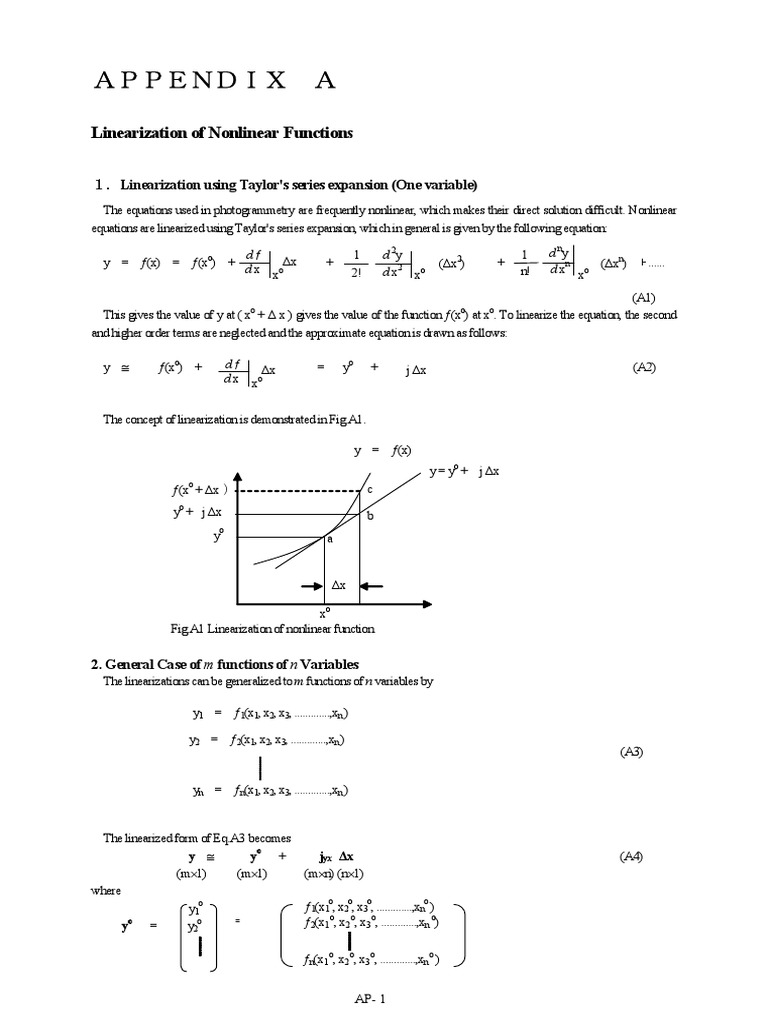 Linearization of Nonlinear Functions | PDF | Nonlinear System | Derivative