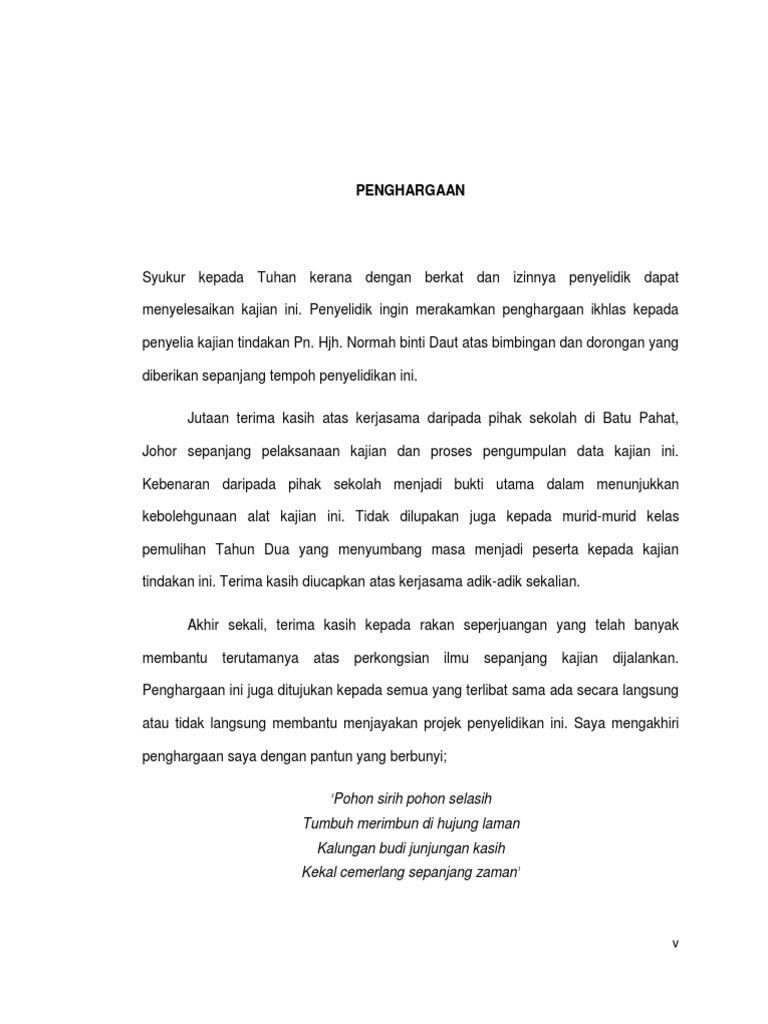 Penghargaan Laporan Penyelidikan Tindakan Pdf