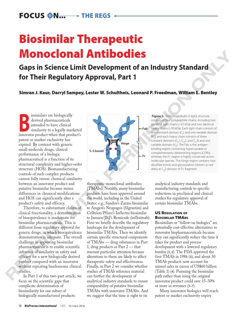 Biosimilar Therapeutic Monoclonal Antibodies Part 1 | PDF | Antibody ...