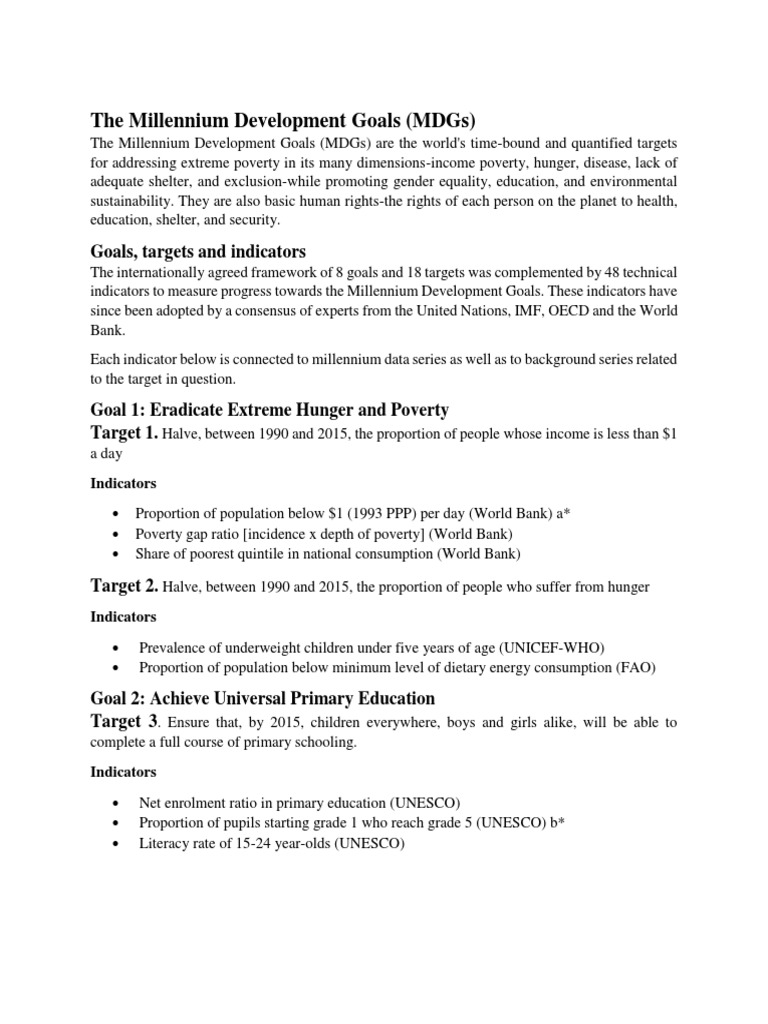 The Millennium Development Goals | PDF | Official Development ...