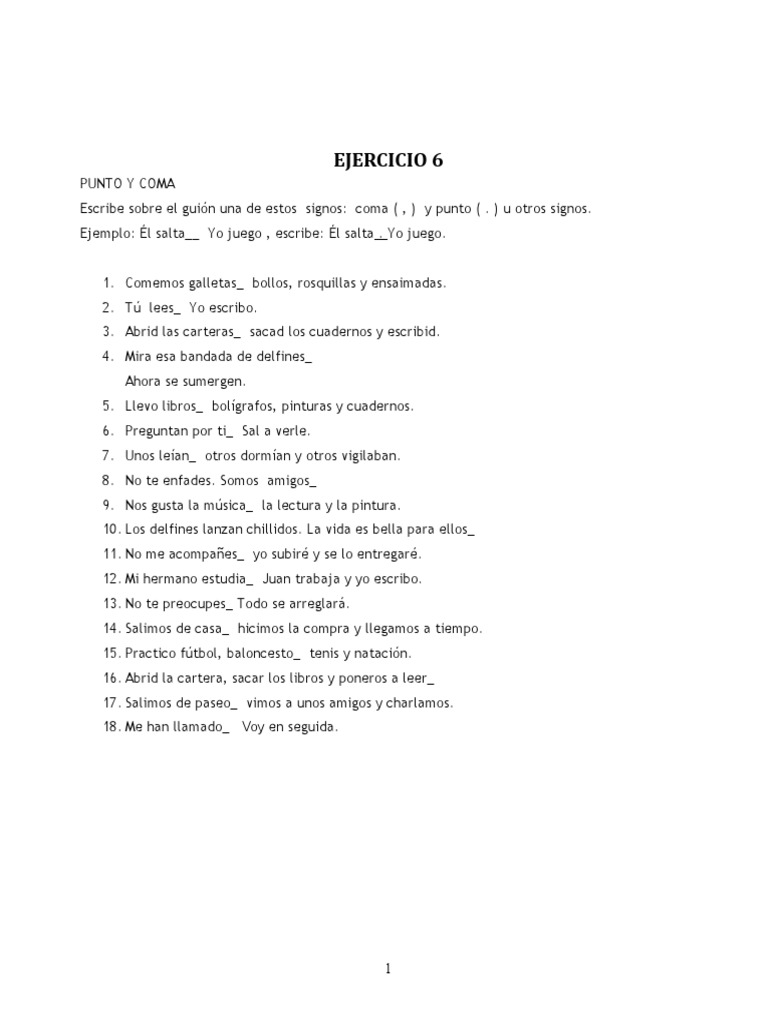 Uso del punto y coma en oraciones | PDF | Deportes | Ocio