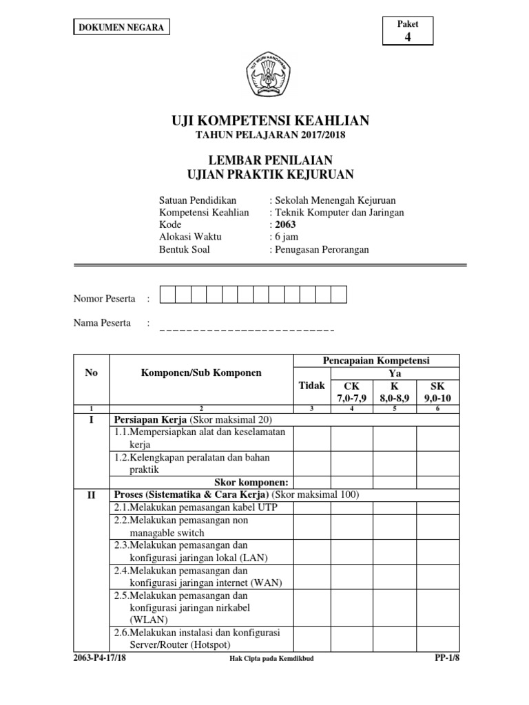 Lembar Penilaian Teknik Komputer Dan Jaringan K06