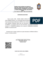 Constancia de estudio UNEFA para ingeniería mecánica