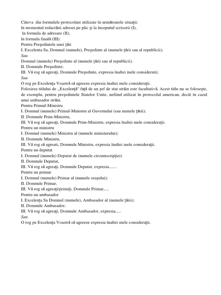 Formule de Adresare | PDF