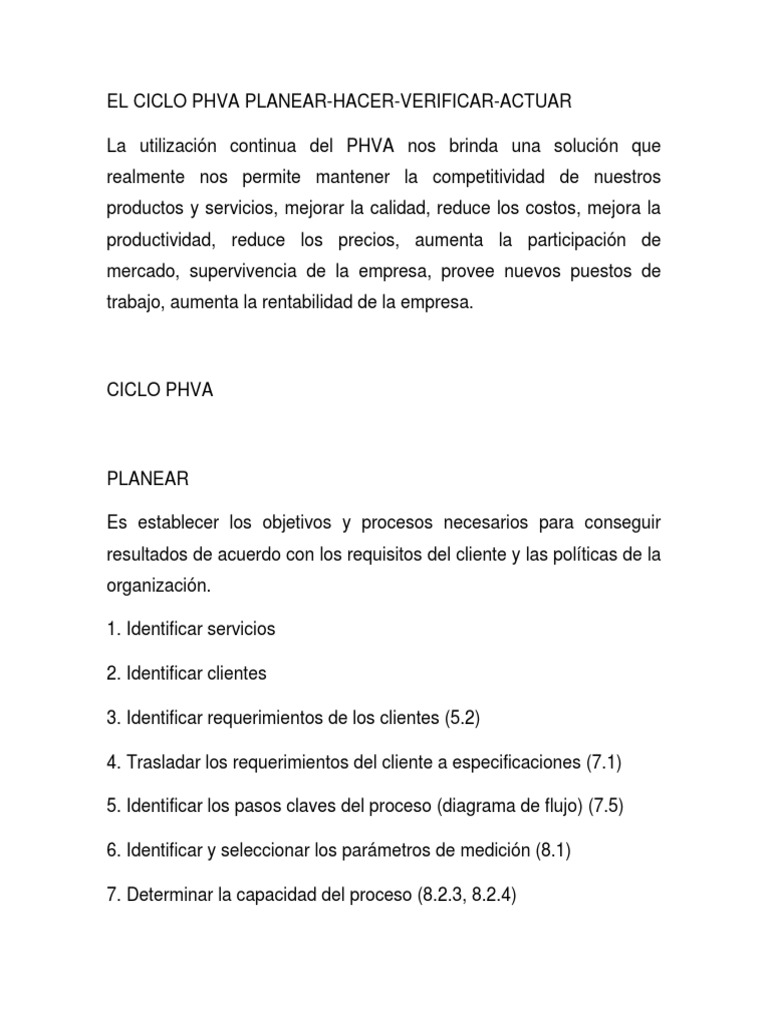 Ciclo PHVA: Mejora Continua en SGC | PDF | Gestión de la calidad ...