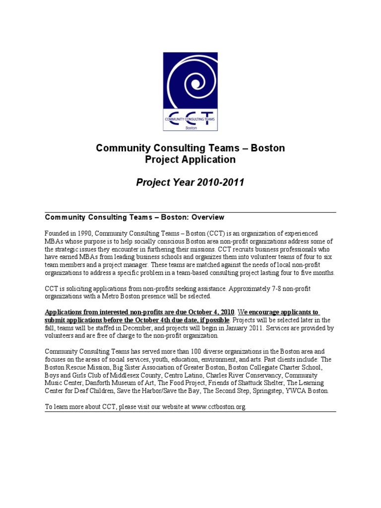 CCT Boston 2010-2011 Non-Profit Application | PDF | Human Resources ...