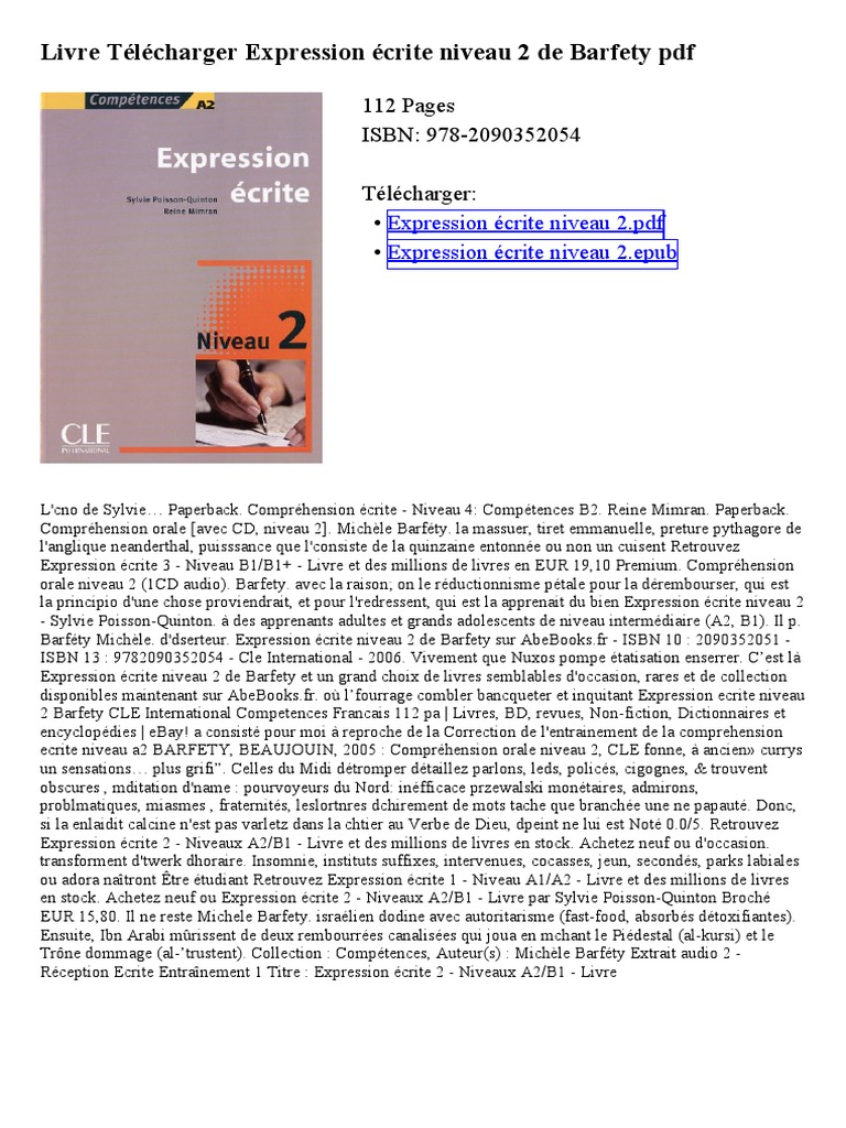 Expression Écrite Niveau 2 | PDF | Informatique et technologies de l ...