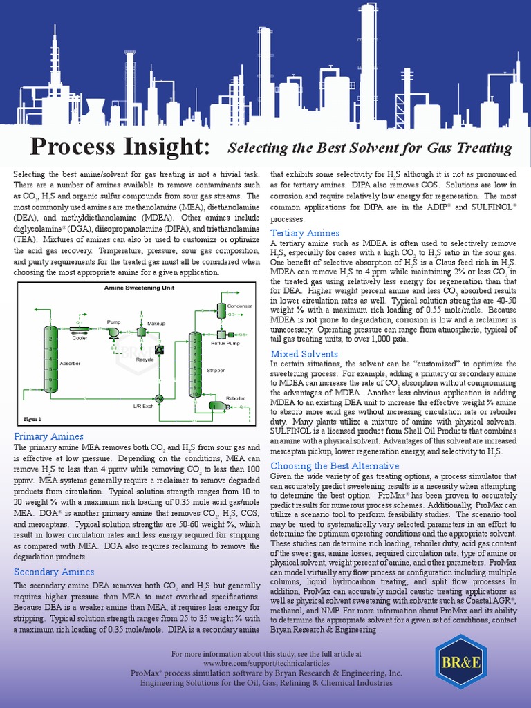 Process Insight Selecting The Best Solvent For Gas Treating PDF