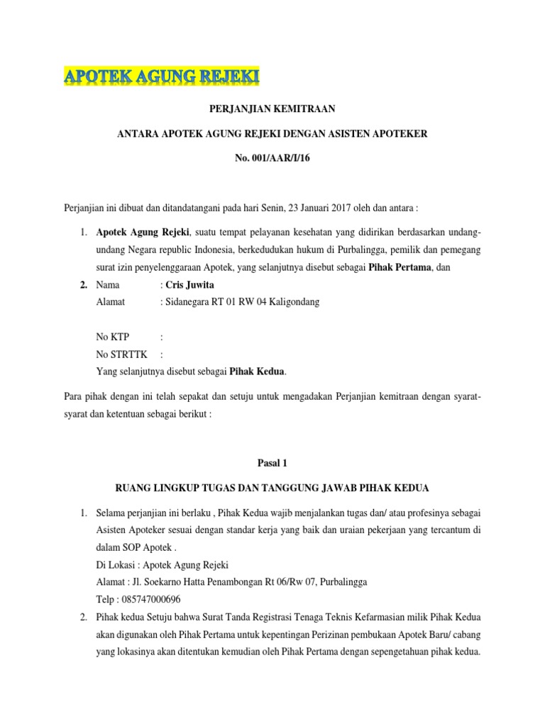 Contoh Surat Pengunduran Diri Asisten Apoteker - Barisan ...