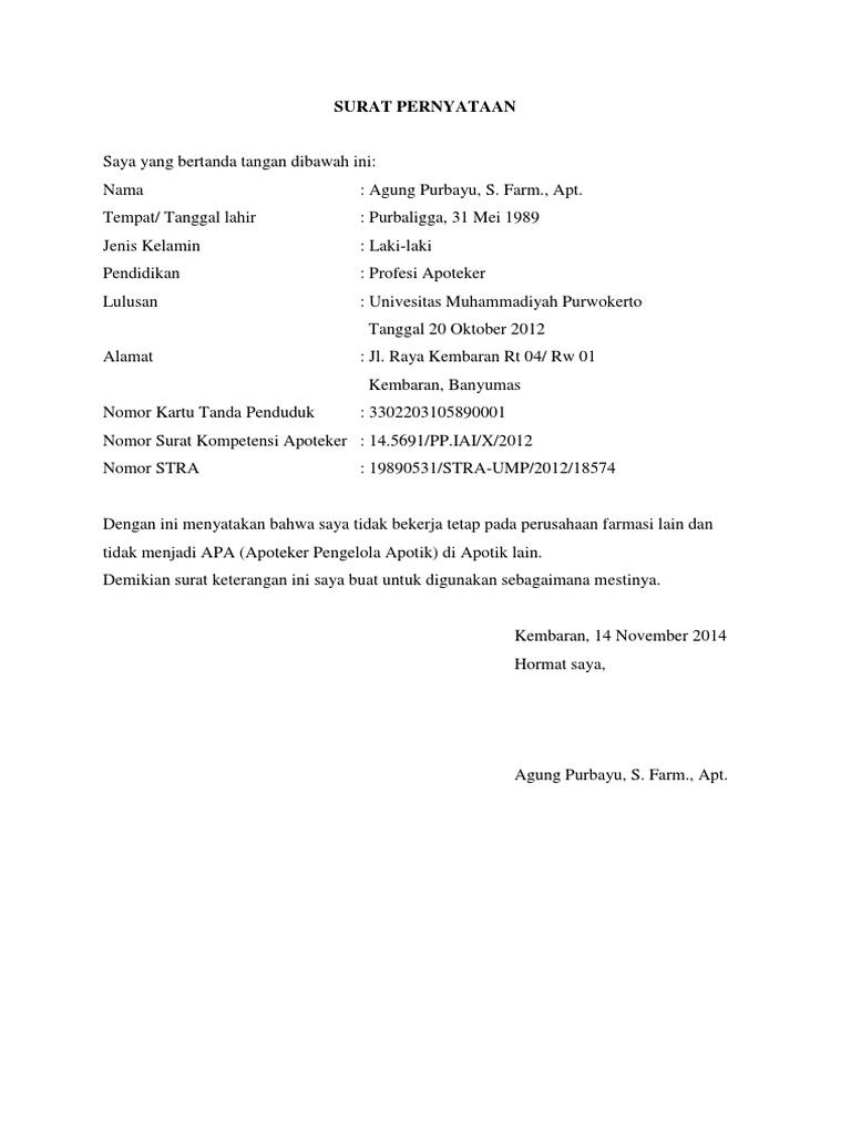 Surat Keterangan Apoteker