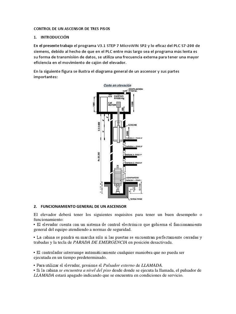 CONTROL DE UN ASCENSOR DE TRES PISOS | Ascensor | Almacenamiento de
