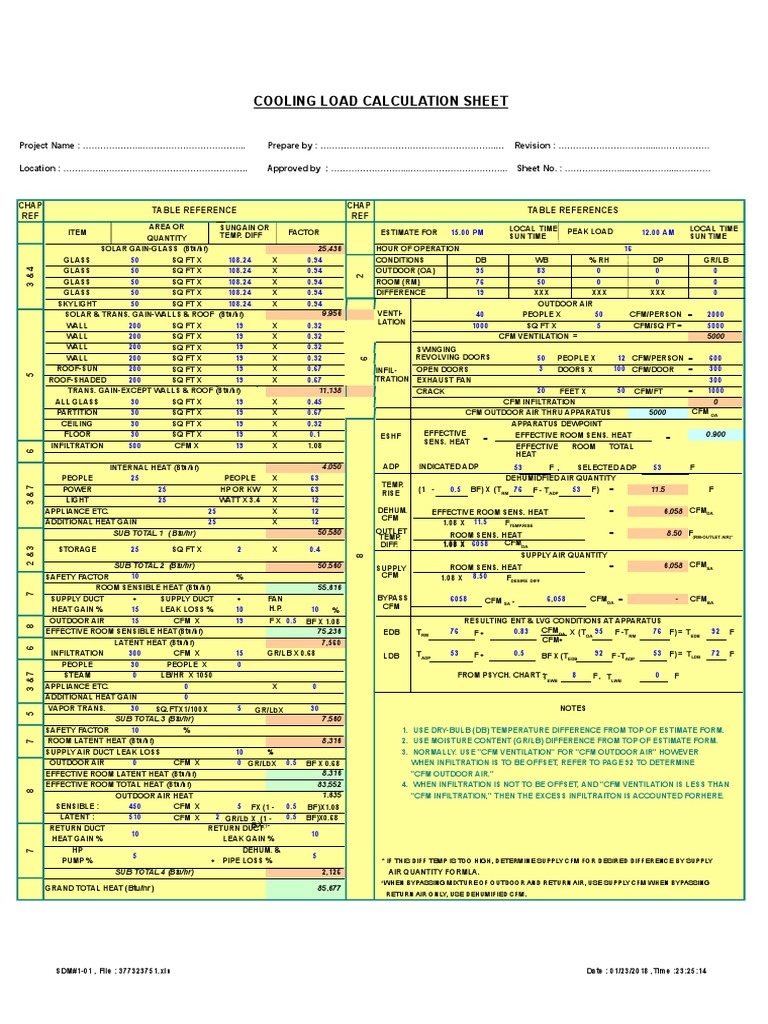 Load Calculation PDF Air Conditioning Ventilation (Architecture)