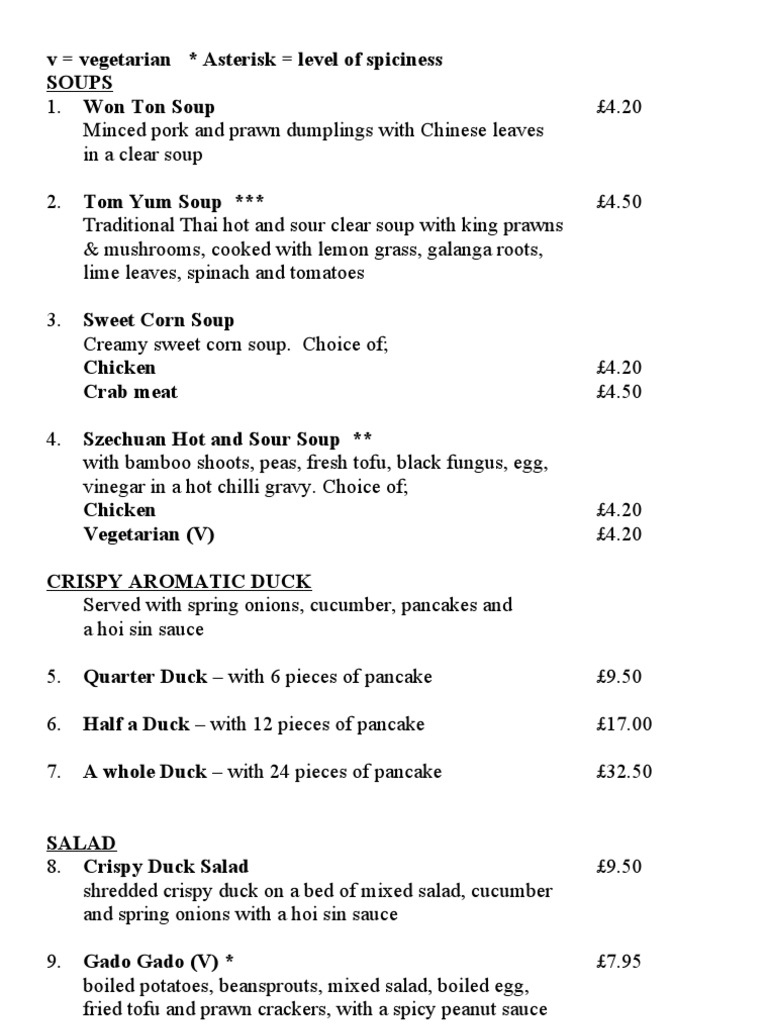 Asian Cuisine Menu: Soups, Noodles & More | PDF | Curry | Thai Cuisine