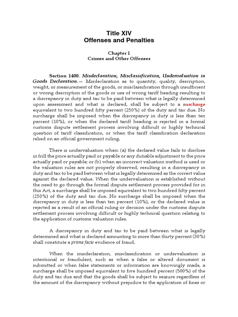 Customs Penalties for Misdeclaration | PDF | Fraud | Fine (Penalty)
