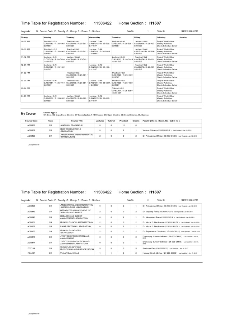 R Pt Timetable Student Pdf Agriculture Nature