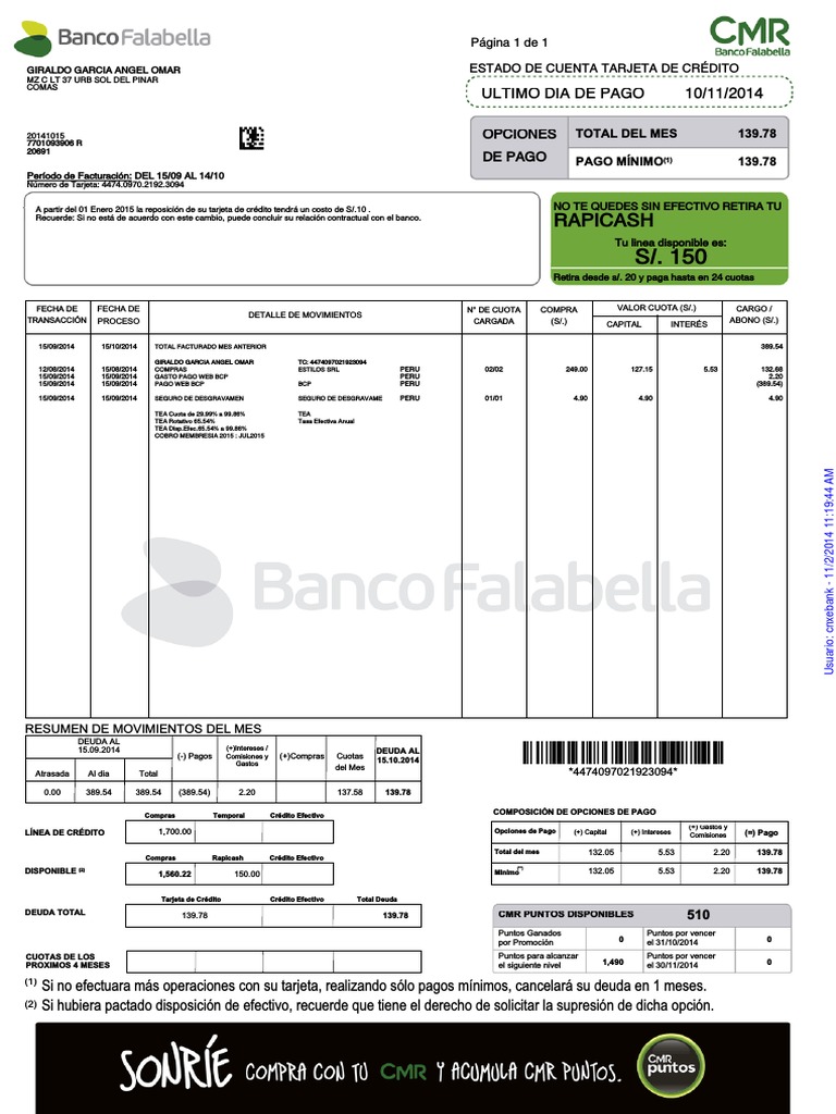 Estado de Cuenta PDF Crédito (finanzas) Tarjeta de crédito