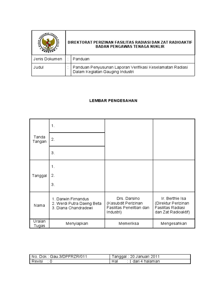 Laporan Verifikasi Keselamatan Radiasi Gauging
