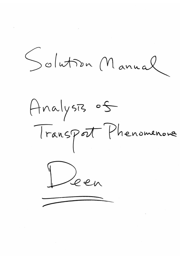 William M. Deen-Analysis of Transport Phenomena - Solution Manual