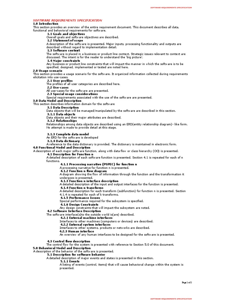 Software Requirements Specification Overview | PDF | Data Model ...
