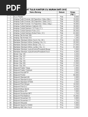 Price List ATK 2018
