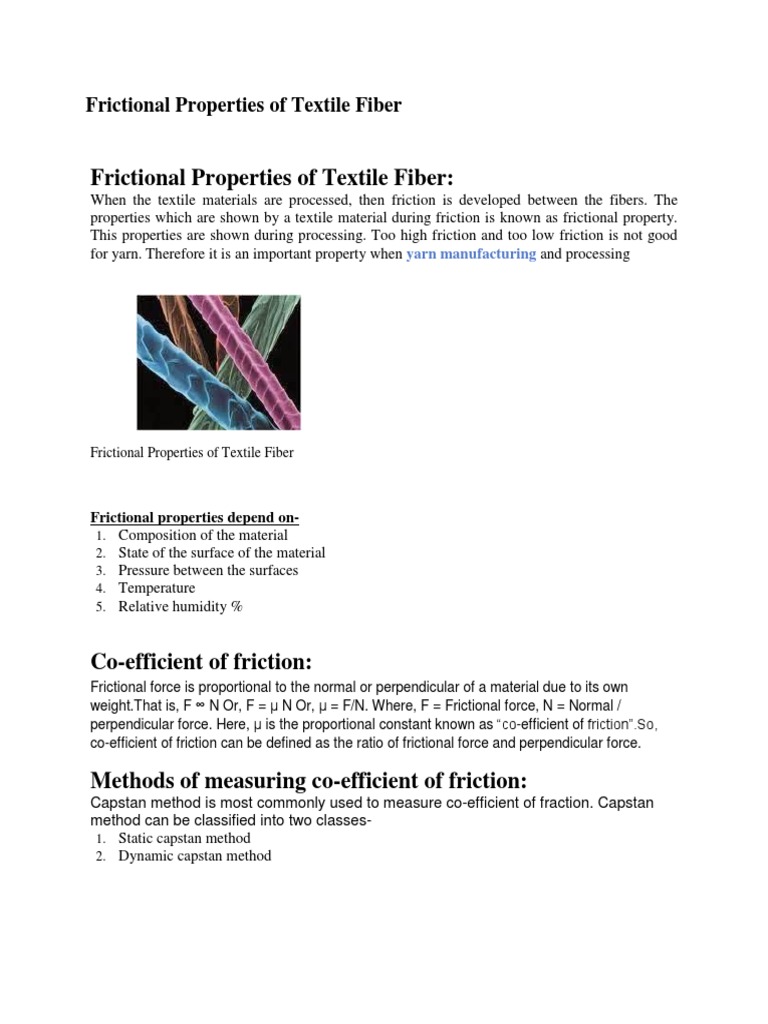 Frictional Properties in Textile Fibers | PDF | Friction | Textiles