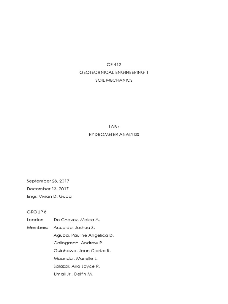 Hydrometer Lab Report PDF Soil Mechanics Soil