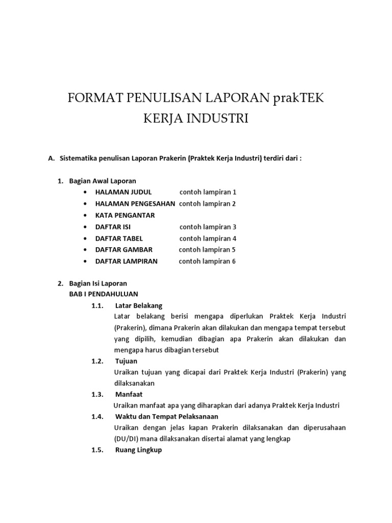 Format Penulisan Laporan Laporan Psg Pdf