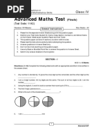 Advanced Maths Test: Class: IV