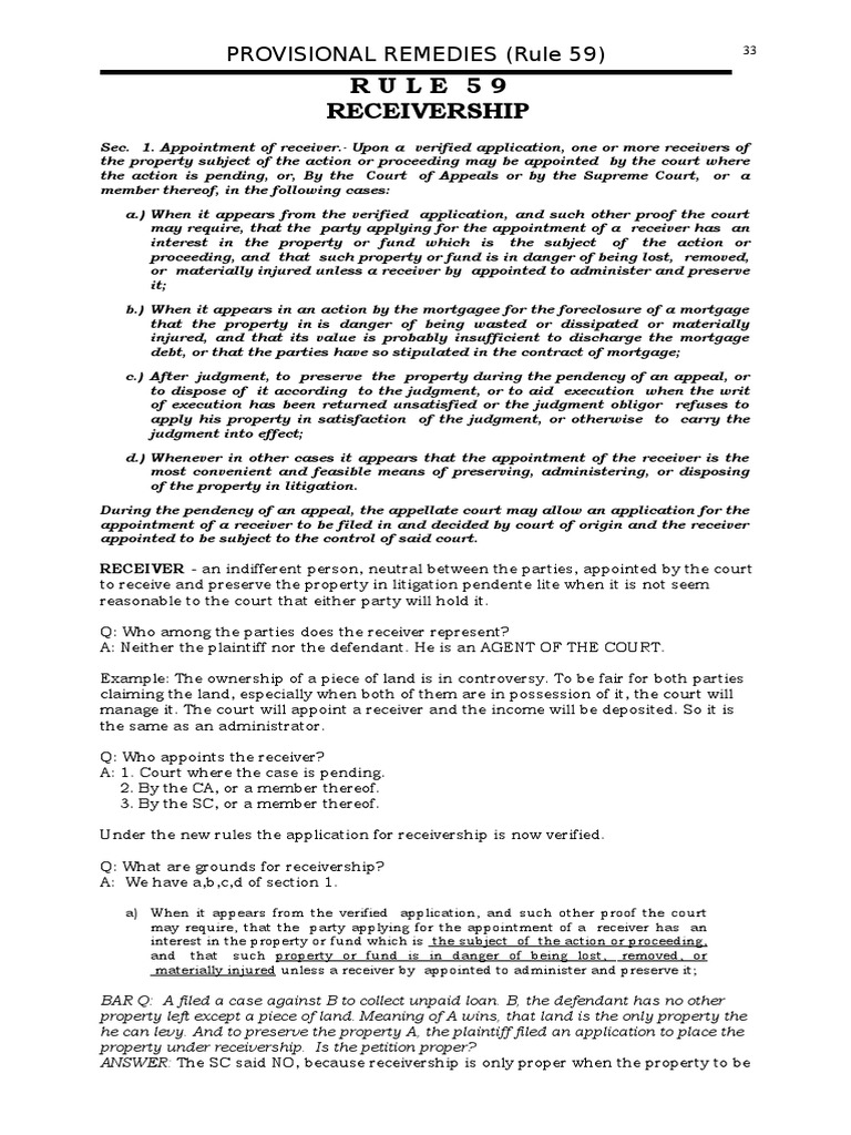 Rule 59PR Receivership Download Free PDF Mortgage Law Receivership