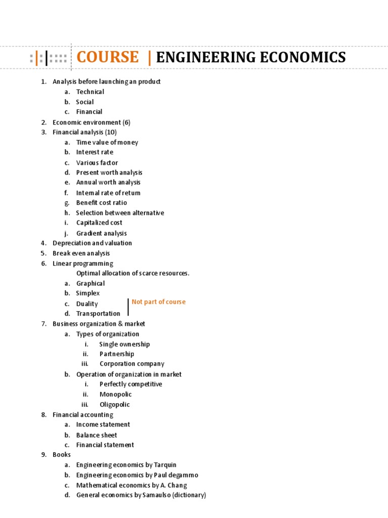 Engineering Economics Course Outline | PDF | Mathematical Optimization ...