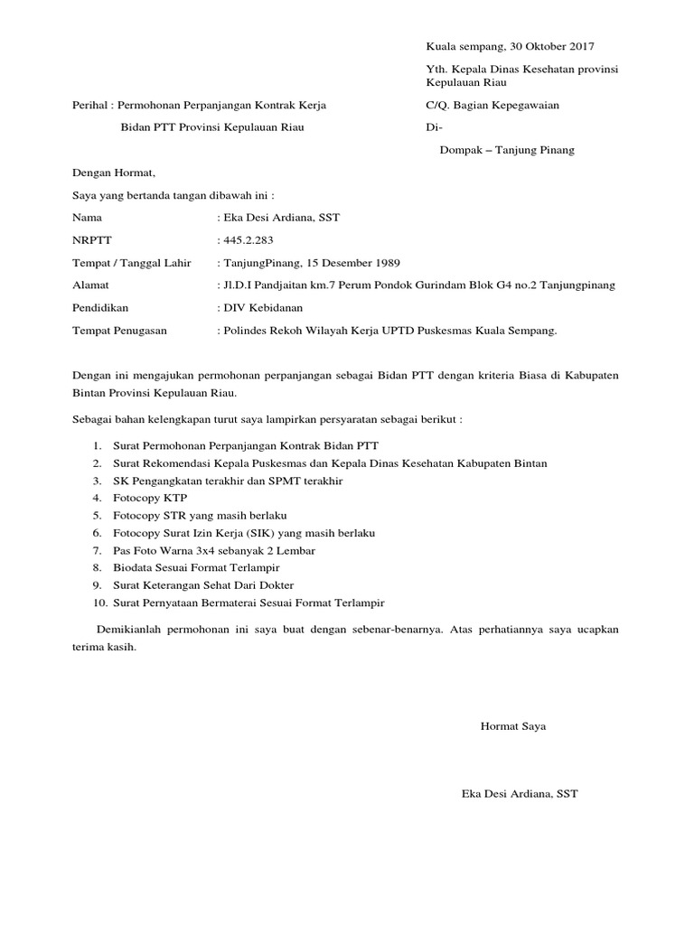 Surat Permohonan Perpanjangan