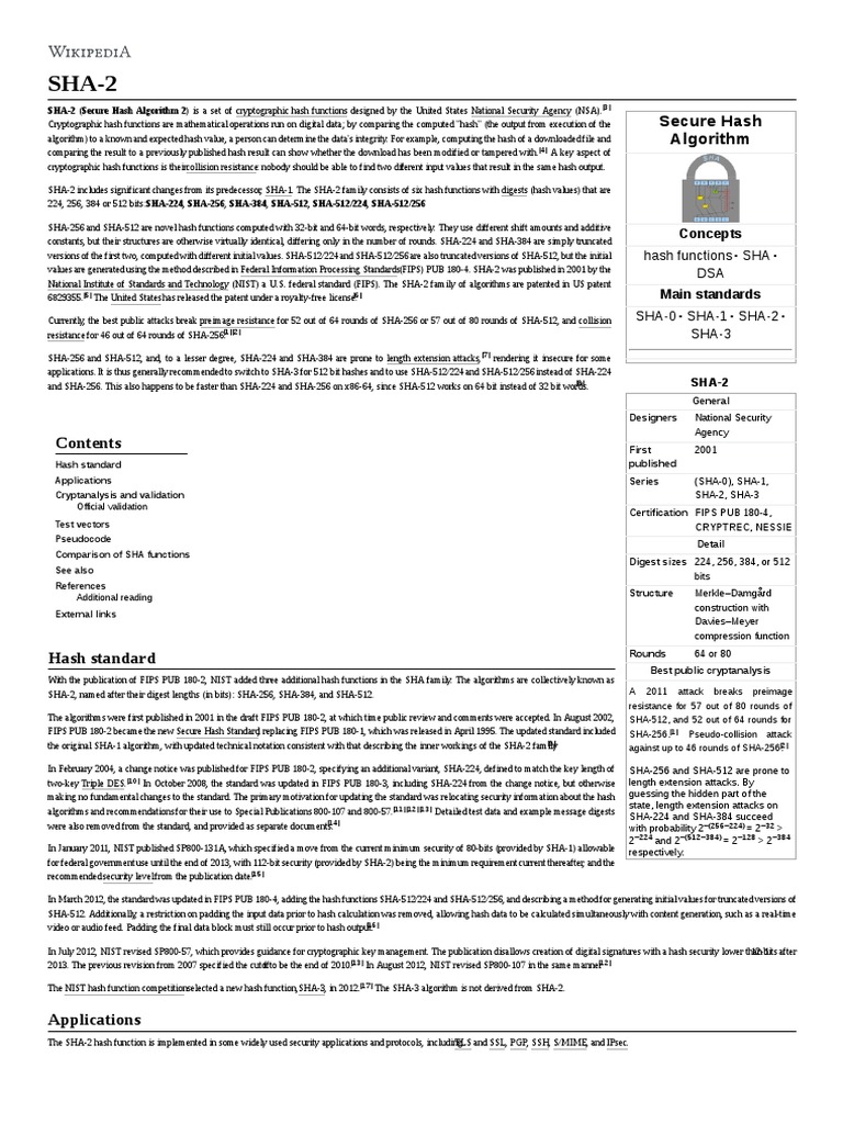 Secure Hash Algorithm: Concepts | PDF | Computer Security | Security
