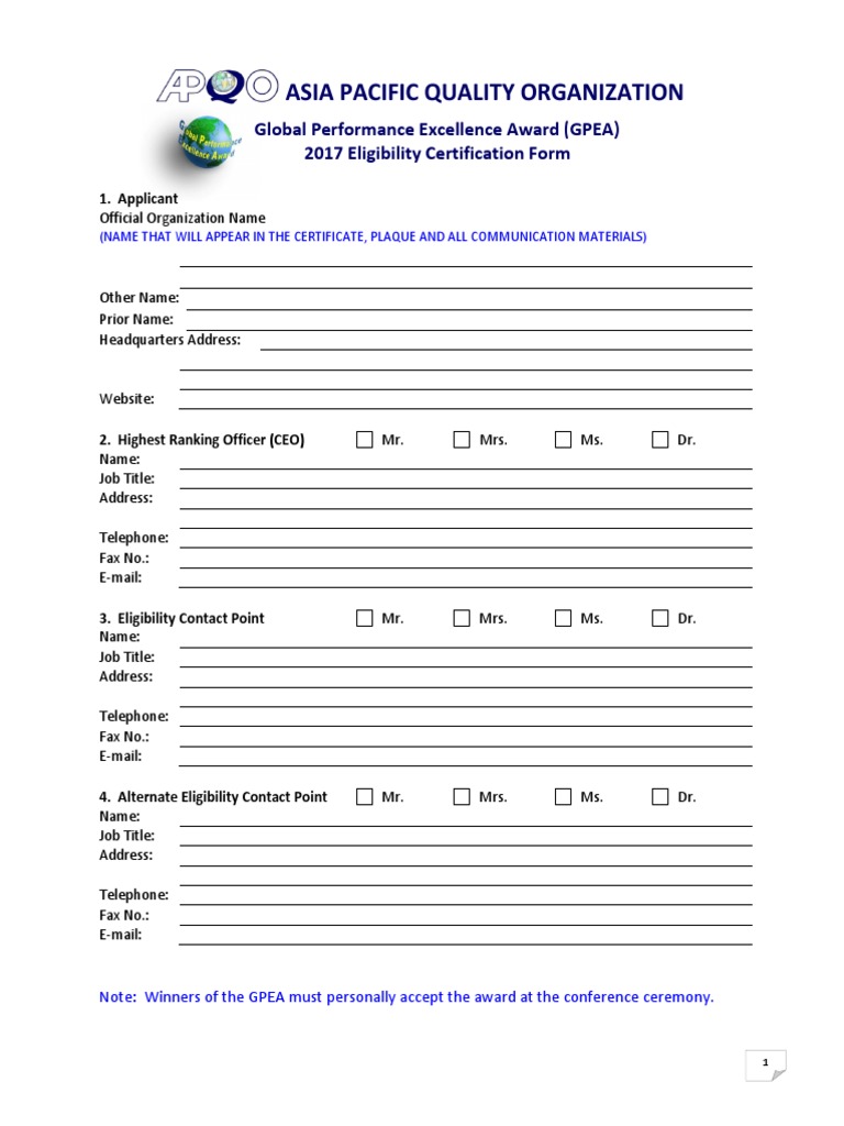 GPEA 2017 Eligibility Form | PDF | United States Dollar | Cheque