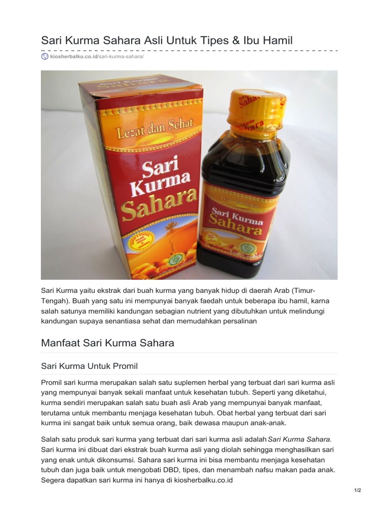 Sari Kurma Sahara Asli Untuk Tipes Amp Ibu Hamil
