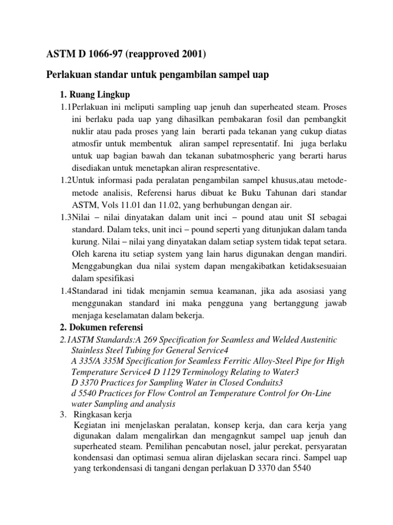 Sampling Uap Jenuh dan Superheated | PDF