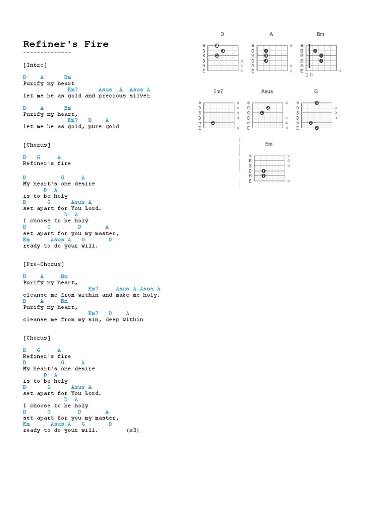 Refiner S Fire D A Bm Em7 Asus A Asus A Song Structure Christian Belief And Doctrine