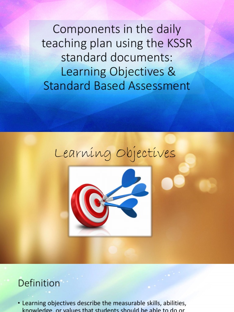 Components in The Daily Teaching Plan Using The KSSR Standard Documents
