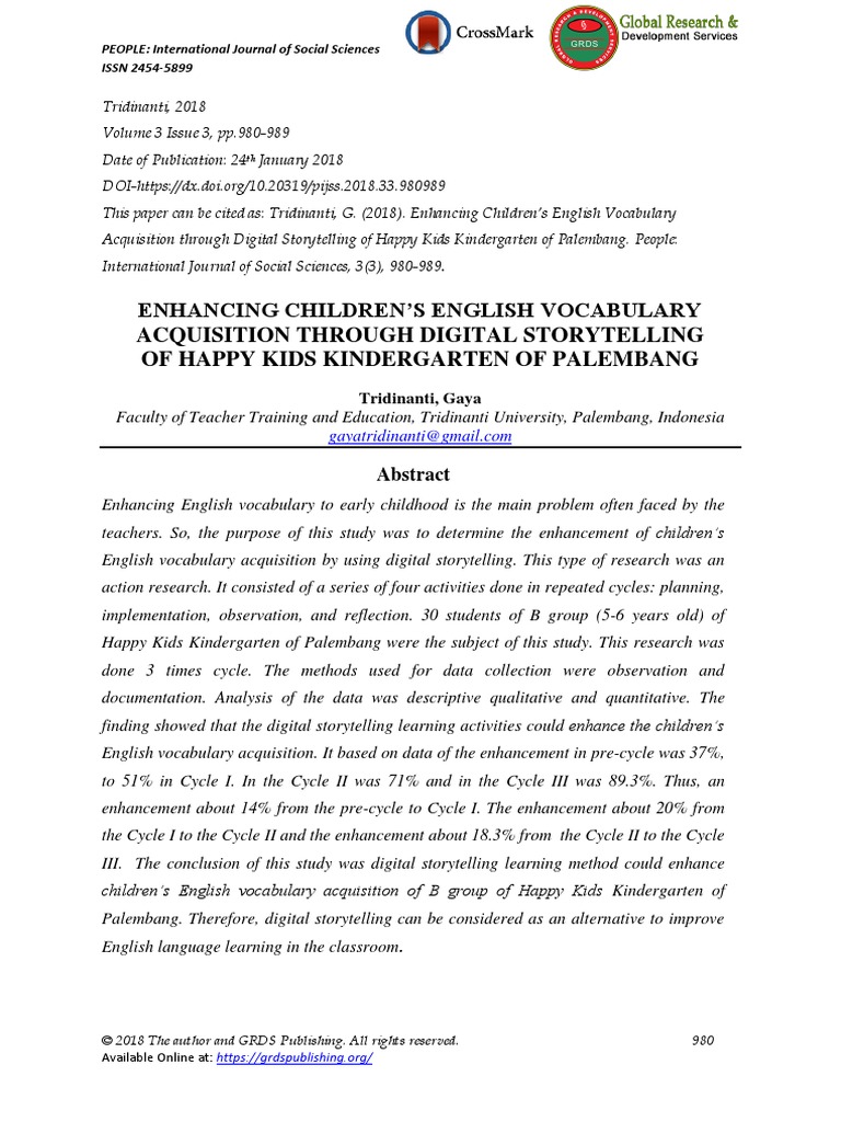 Enhancing Children S English Vocabulary Acquisition Through Digital