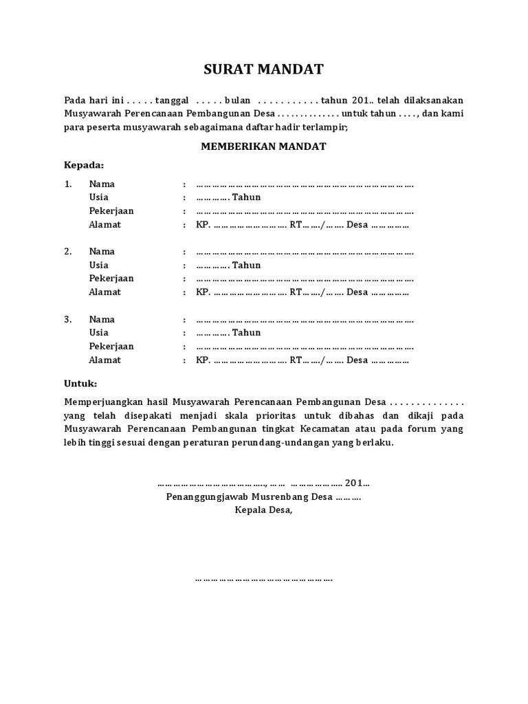 Surat Mandat Kepada