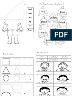 Draw and Colour Words and Pictures Matching Activity