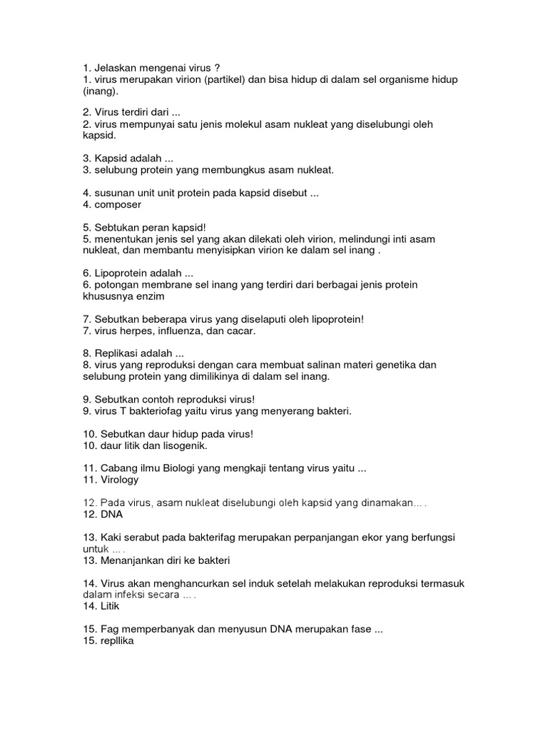Soal Essay Virus