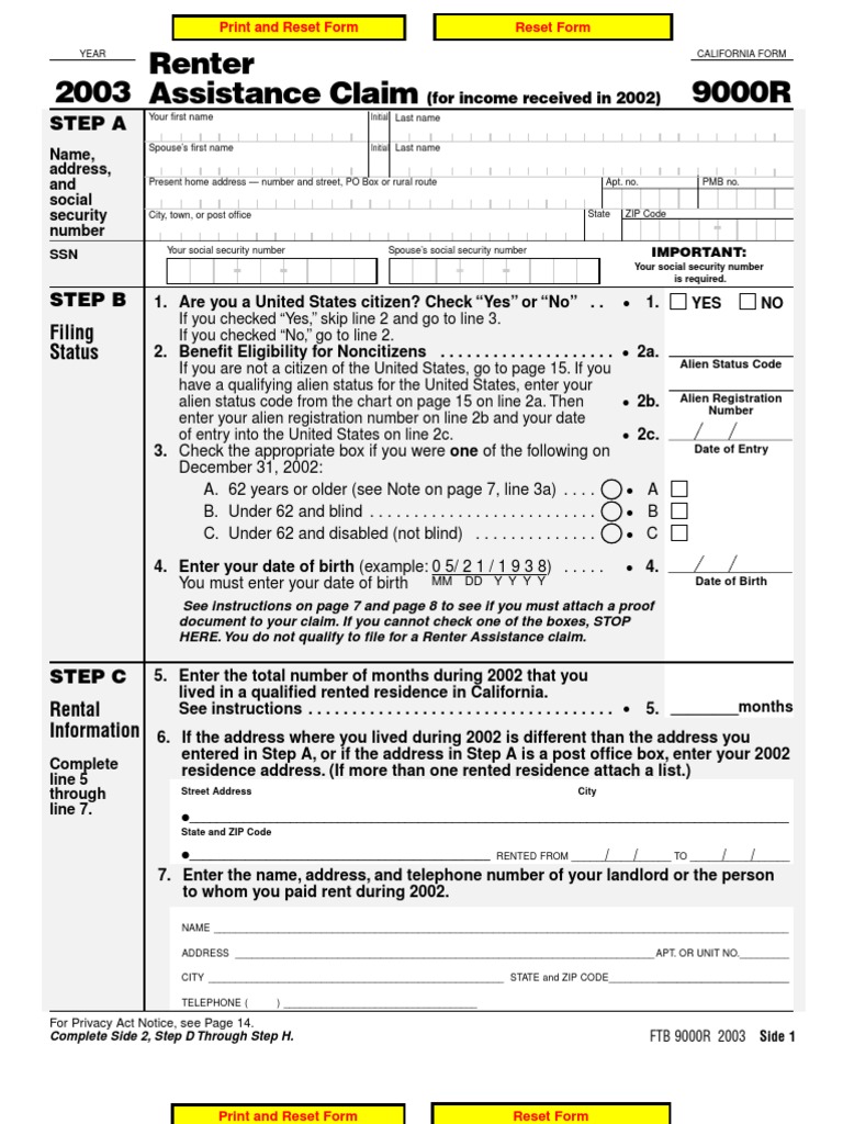 California Renter Assistance Claim Form | PDF
