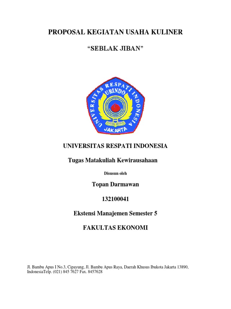 Proposal Usaha Seblak Jiban | PDF | Karier & Perkembangan | Bisnis