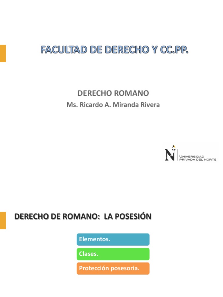 La Posesión en Roma | PDF | Posesión (Ley) | Derecho y economía