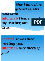 To You My Teacher, Mrs. Dela Cruz.: Formal