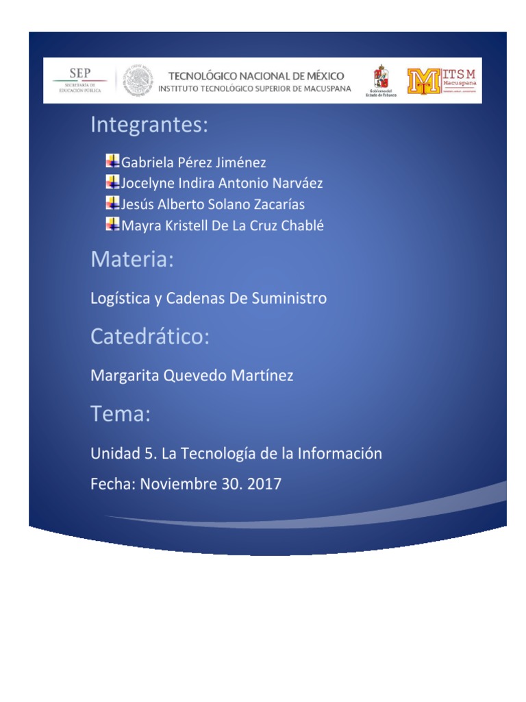 5.1 Impacto de La Tecnología de La Información en La Logística 1 Final |  PDF | Planificación de recursos empresariales | Logística
