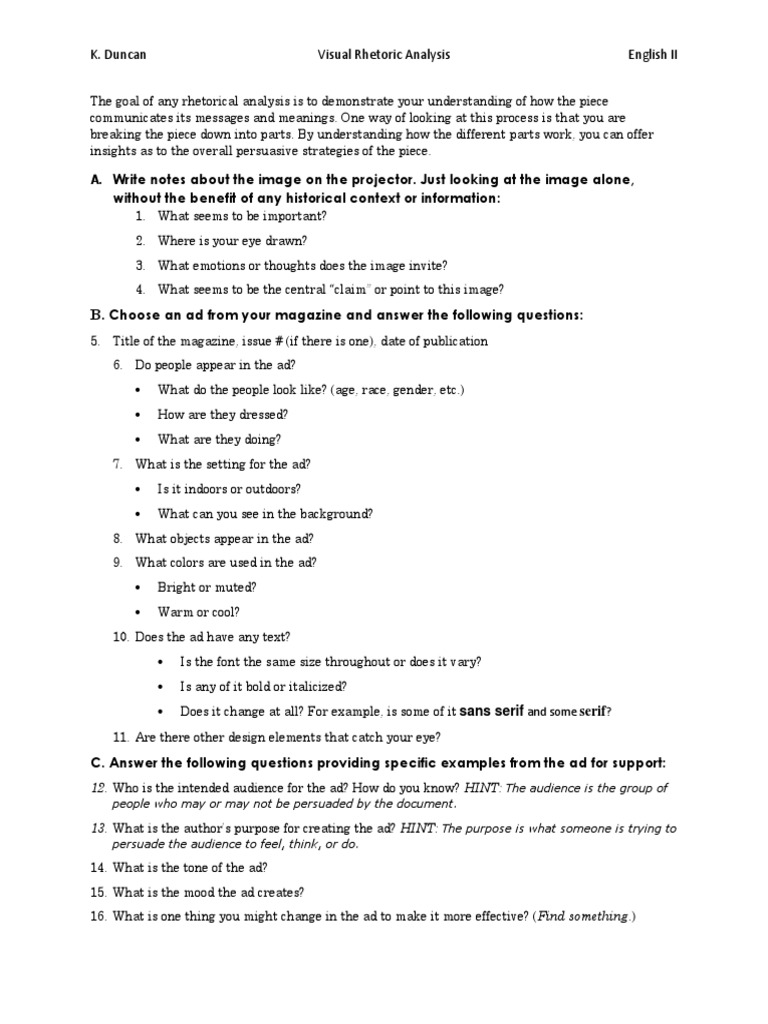 Visual Rhetoric Analysis Guide | PDF